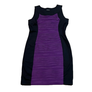 Jessica Purple and Black Sleeveless Panel Midi Dress Size 10